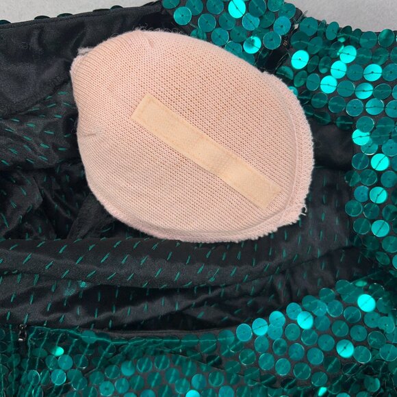 Oleg Cassini Dress Womens 6 Emerald Teal Jewel Sequin Sparkle Evening Party Glam - Picture 13 of 15